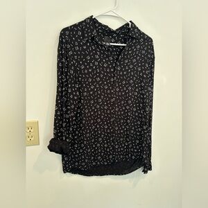 H&M Black and White Music Notes Button Down Shirt